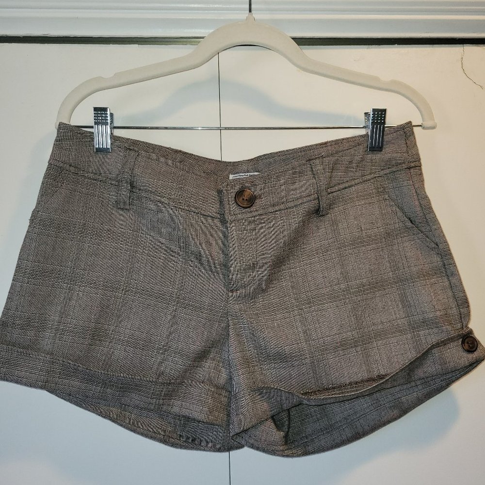 Button Plaid Shorts